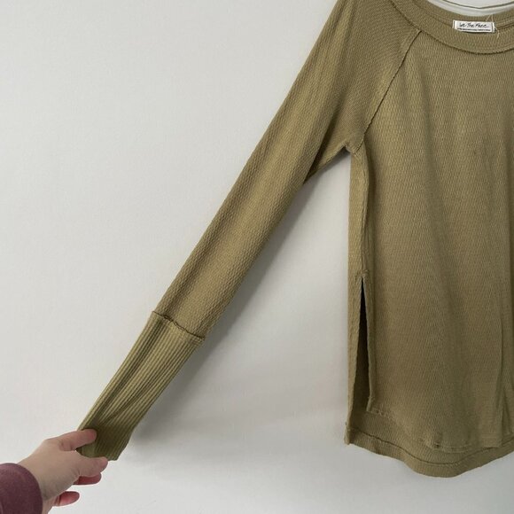 Free People Snowy Thermal Boat Neck Casual Long Sleeve T-Shirt Sunstone Tan XS - Picture 4 of 9